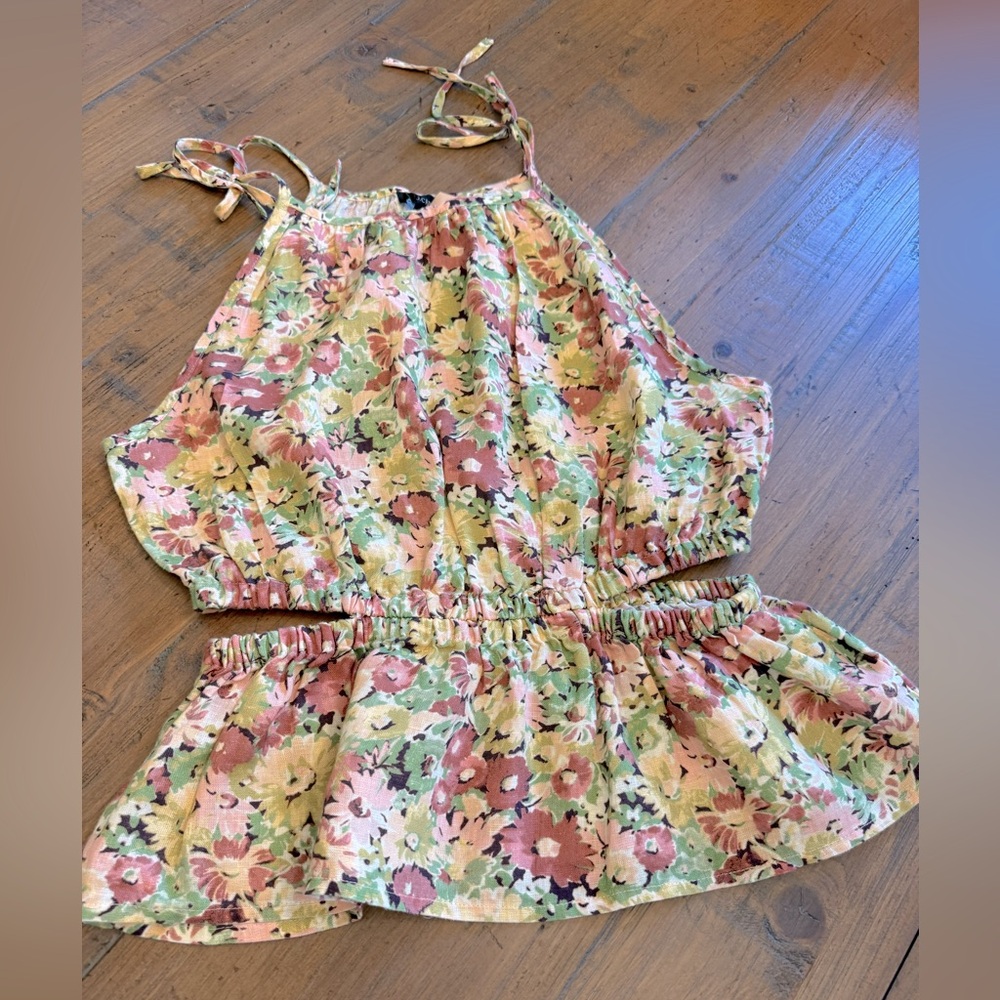 J. Crew cutout linen tank top in painterly floral pattern. Sz.S. Excellent cond.